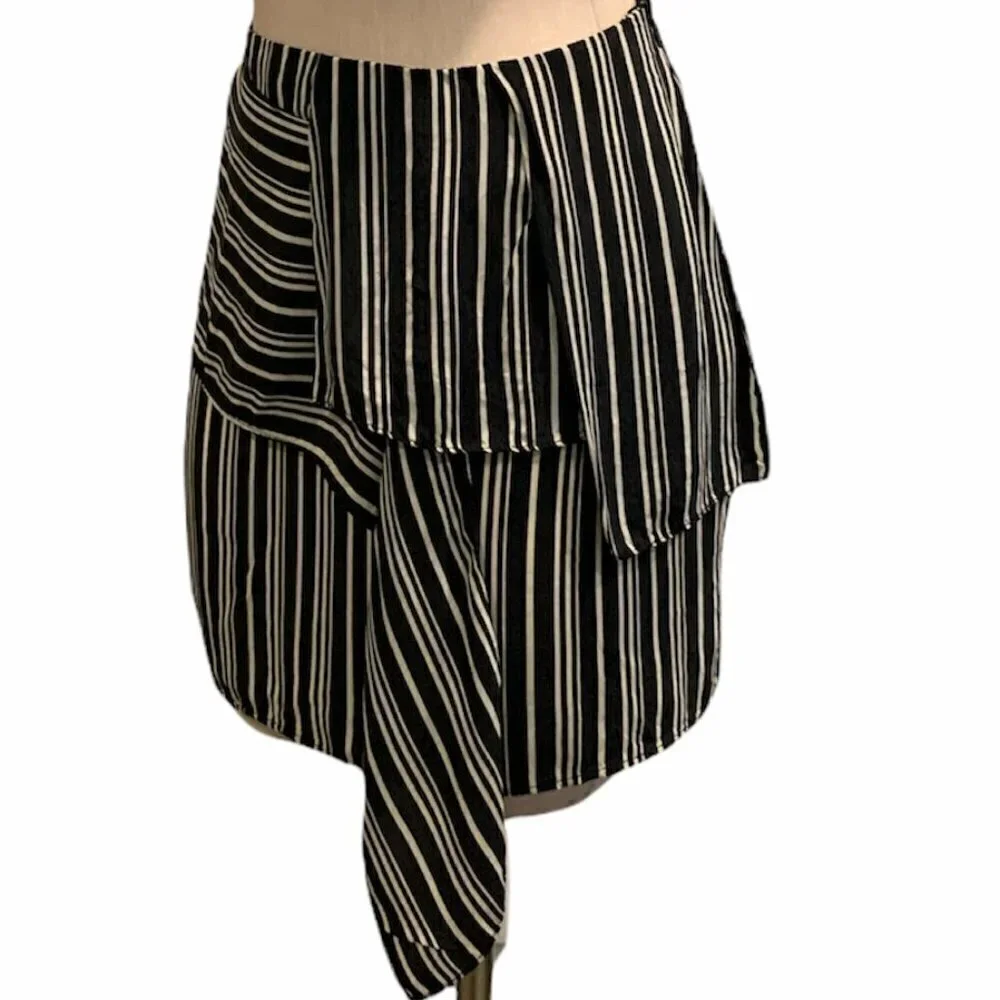 Zara Basic Special Collection Asymmetric Striped Skirt‎ Sz S Black & White #230J